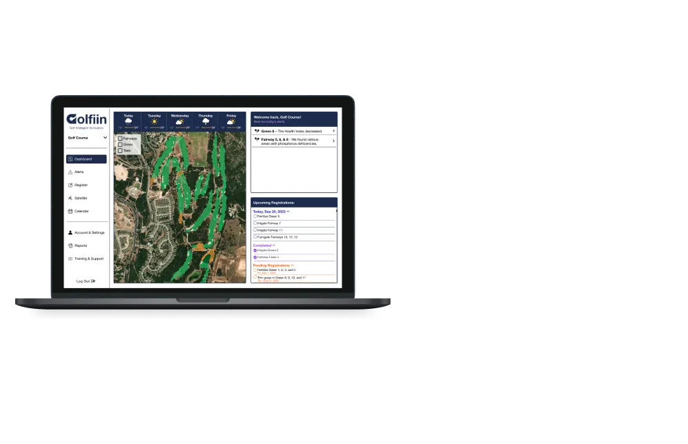 Computer with the Golfiin web app